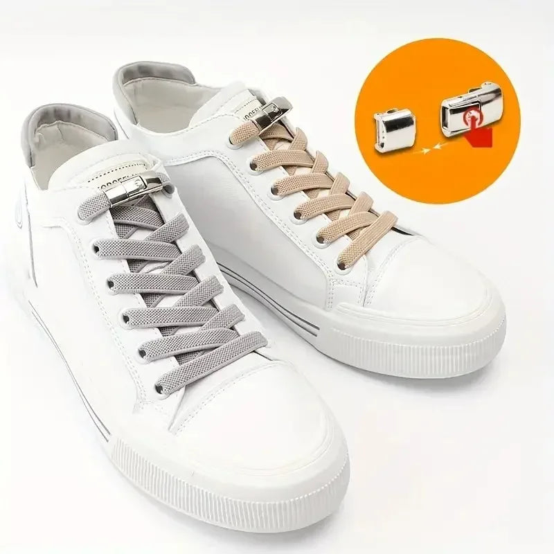 8MM No Tie Shoe Laces Press Lock Shoelaces Without Ties Elastic Laces Sneaker Kids Adult Widened Flat Shoelace for Shoes
