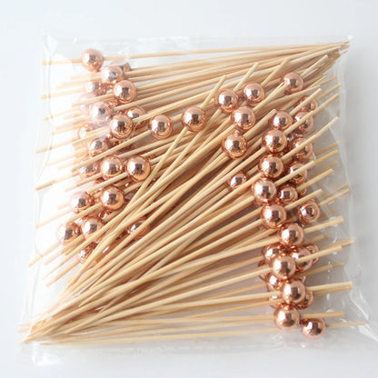 100pcs /50pcs Bamboo Fruit Fork Cocktail Prikker Skewers Disposable Fruit Fork Cocktail Prikkers Forks Food Picks Wedding Par