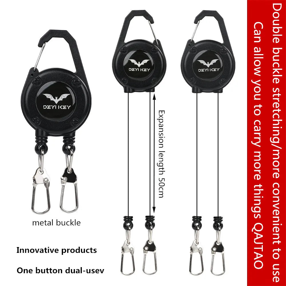 Outdoor Double Headed Clip Buckle, Work Permit Hanging Buckle, Keychain, Fishing Buckle, Telescopic Buckle, Easy to Pull Buck
