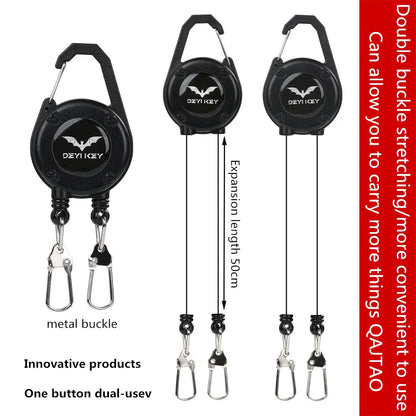 Outdoor Double Headed Clip Buckle, Work Permit Hanging Buckle, Keychain, Fishing Buckle, Telescopic Buckle, Easy to Pull Buck