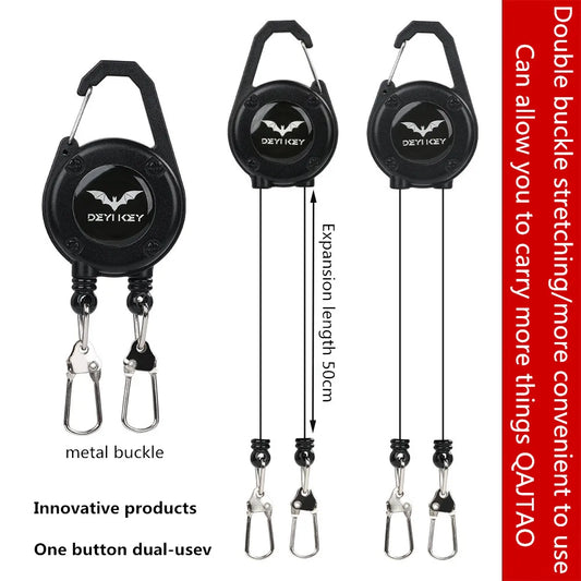 Outdoor Double Headed Clip Buckle, Work Permit Hanging Buckle, Keychain, Fishing Buckle, Telescopic Buckle, Easy to Pull Buck