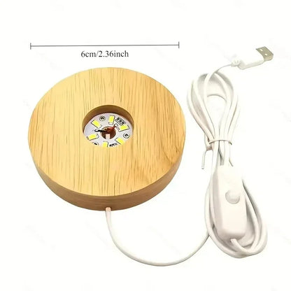 Wood Desktop Decorative Lights Light Base Night Light Wooden Led Usb Display Light Display Stand Lamp Holder Lamp Art Ornamen