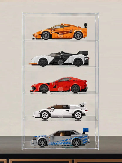 2-5 Layer Acrylic Car Model Display Case for Lego Speed Racing Series,Display Box Car Transparent Scene Storage Dust Cabinet