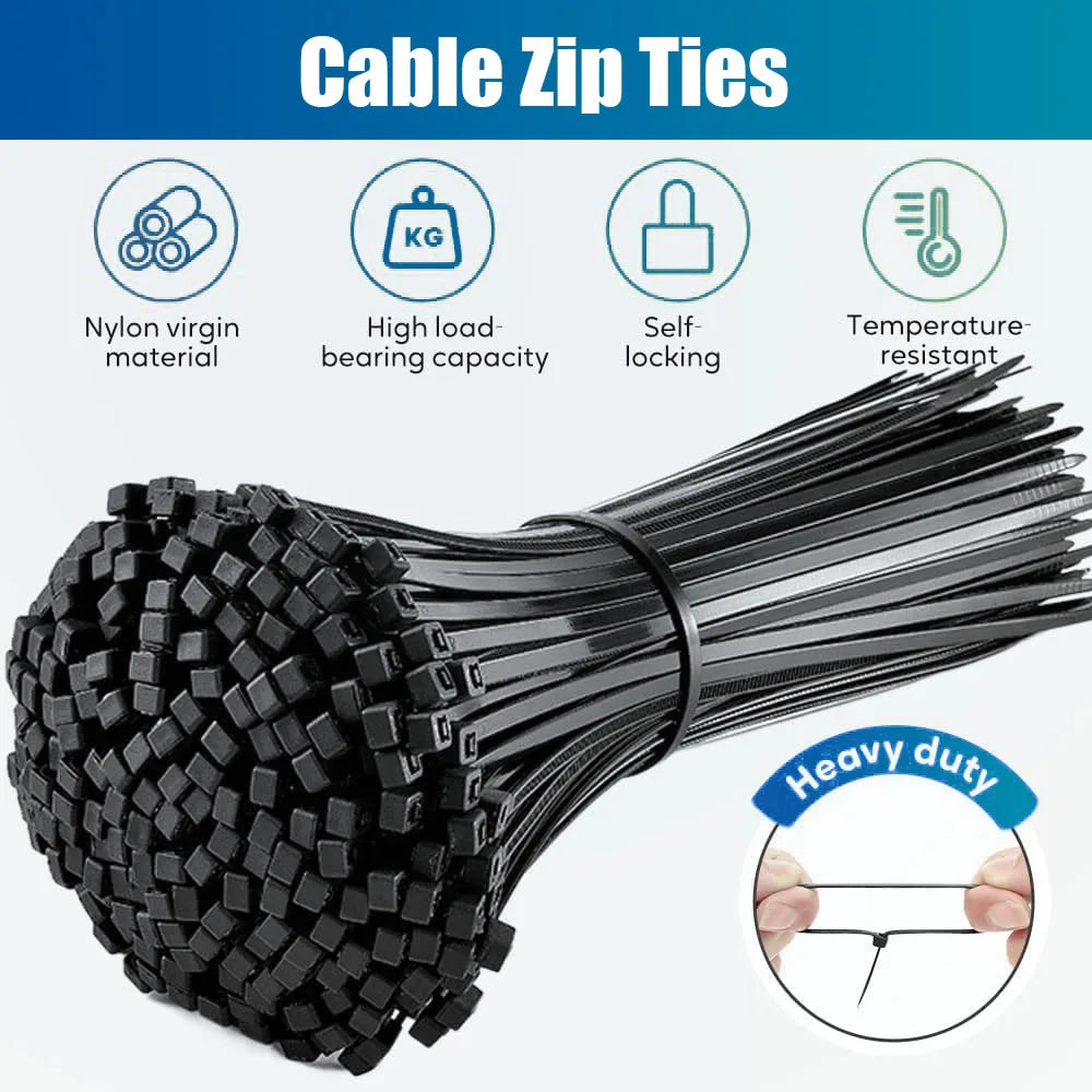 100-1000pcs Nylon Cable Zip Ties Adjustable Self-locking Cord Ties Durable Plastic Cable Ties Binding Wrap Straps for Office