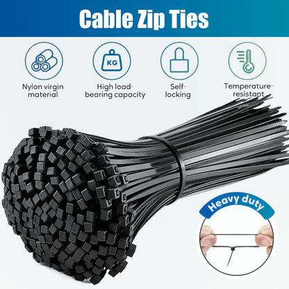 100-1000pcs Nylon Cable Zip Ties Adjustable Self-locking Cord Ties Durable Plastic Cable Ties Binding Wrap Straps for Office