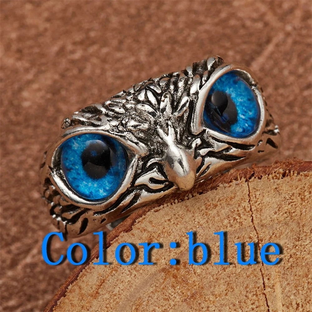 Rare Vintage Owl Carved Tibet Silver Ring for Men Cute Animals Youth Gothic Adjustable Fashion Women Jewelry Accessories Gift