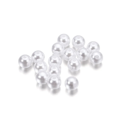 10-1000pcs/lot 3-20mm Straight Holes Acrylic Imitation Pearl Beige Bracelet Round Beads For DIY Craft Jewelry Making Supplies