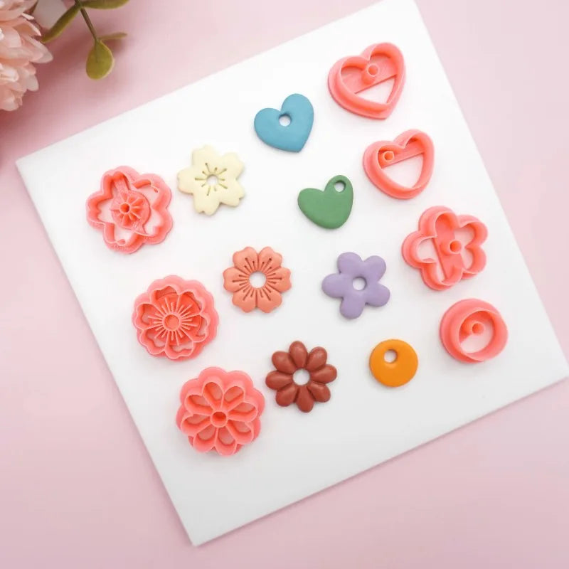 Flowers/Love Soft Ceramic Earring Mold Polymer Clay Cutter DIY Handmade Jewelry Pendant Quick Modeling Cutting Ceramic Tool