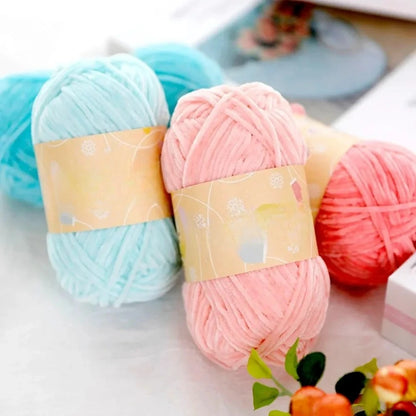 Pear Lustre Chenille Yarn 148Meters/Skein 2mm Thin Pleuche Wool Rope for Hand Crochet Dolls Shoes Materials