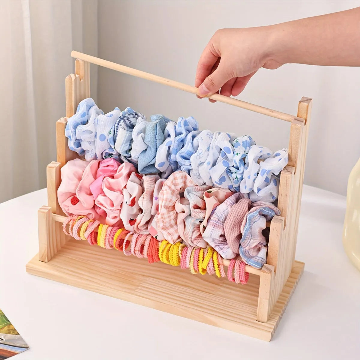 Vintage Wooden Bracelet Storage Rack, Stepped Bead Display Rack, Jewelry Storage Rack, Watch Hair Clip and Headband Display R