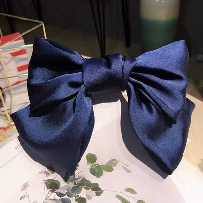 Bow Ribbon Hair Clip for Women Bowknot Barrettes Girls Solid Stain Spring Ponytail Clip Headband Hair Accessories Headwear Gi