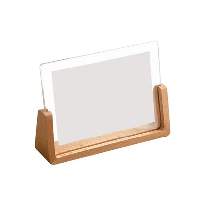Walnut/Beech Creative Photo Frame Acrylic U Shape Transparent Frame Desktop Wood Wedding Pictures Frame Office Decor - 10.2x1