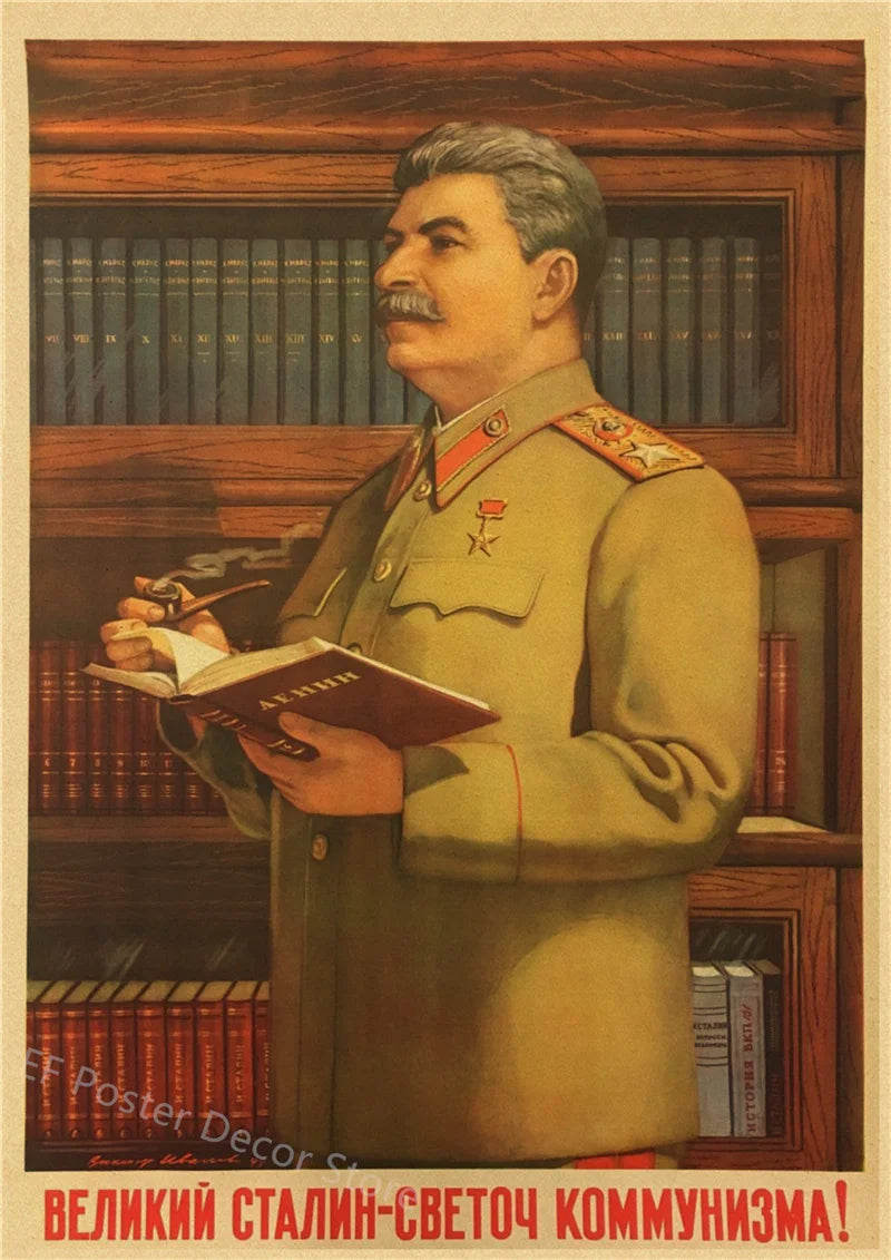 Buy Three Get Four USSR CCCP Russian Stalin Portrait Poster Prints Vintage Home Room Art Wall Decoration Soviet Retro Paintin