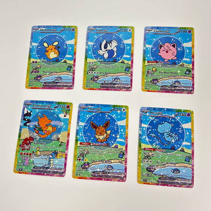 Shiny 55Pcs Cute DIY Card Proxy Pokemon My bubble friends Holographic Anime Version Classical Collection Cards Eevee Charizar
