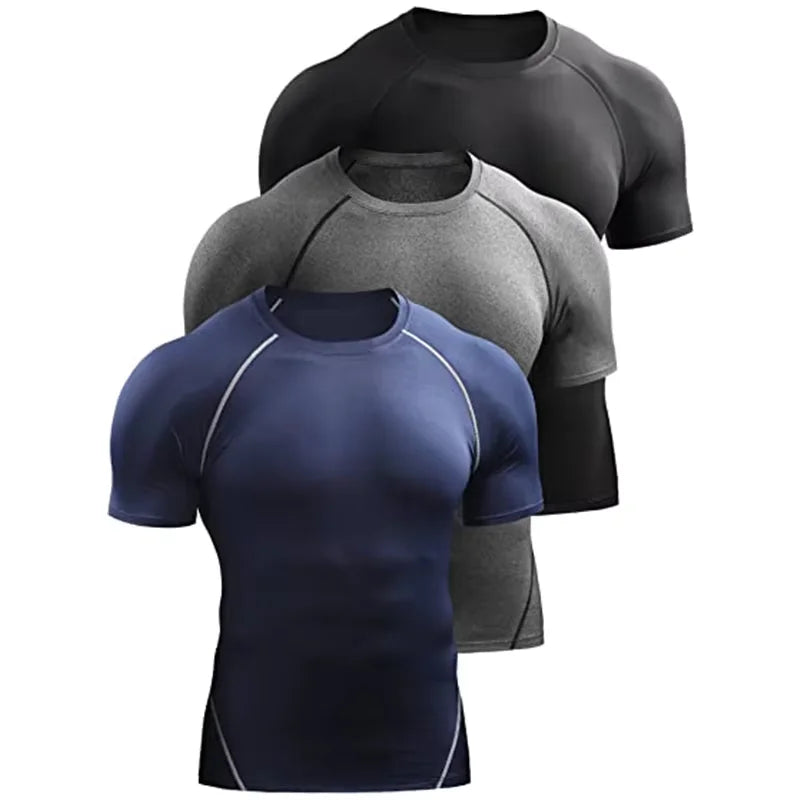 2026 Compression T Shirt Men Summer Sportswear Running T-shirt Elastic Quick Dry Sport Tops Tee Athletic Gym Workout Shirts M