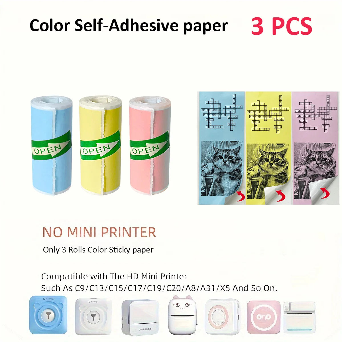 Thermal Mini Printer, Portable Inkless Sticker Maker,Bluetooth Free Cut Small Pocket Printer for Children DIY 57mm Photo Prin