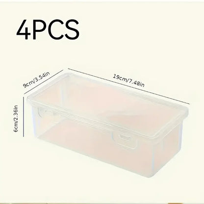 4 Large Transparent PP Storage Boxes with Lids, Used for Storing Office Supplies, Pencils, and Crafts - 4pcsQBH