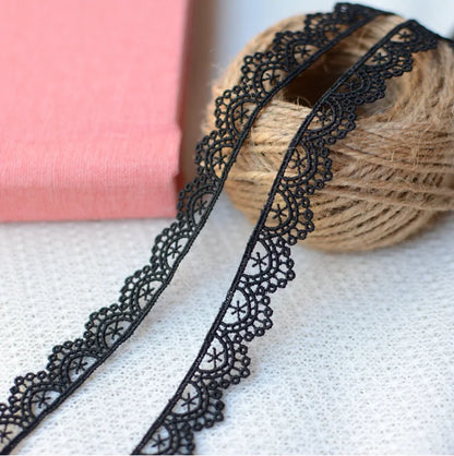 5 Yards High Quality Beautiful Black Lace Ribbon Tape 1.5cm Lace Trim DIY Embroidered For Sewing Decoration African Lace Fabr