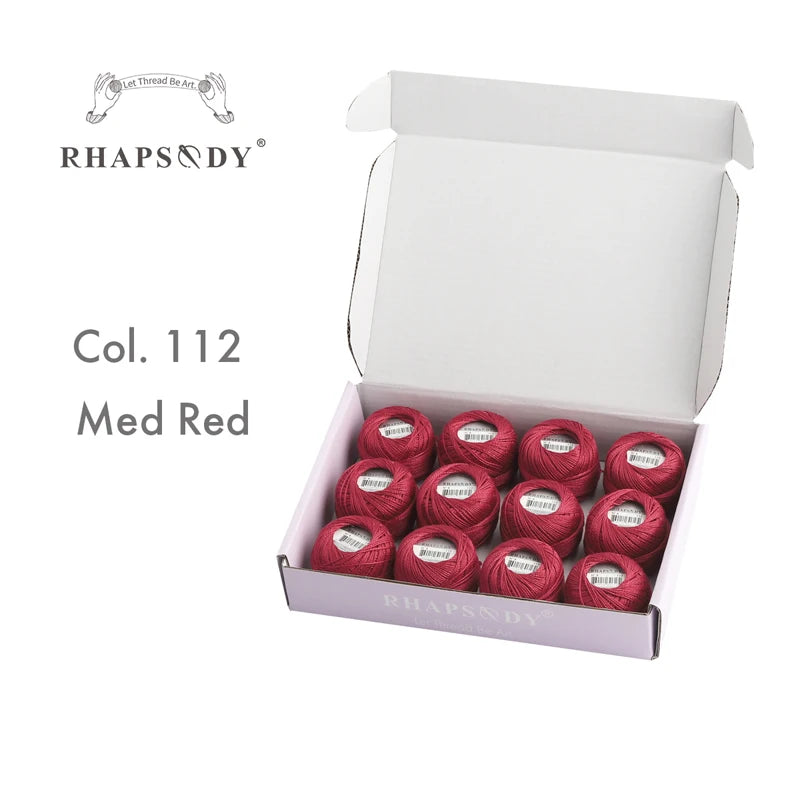 Rhapsody Size #8 Pearl Cotton Crochet Thread Embroidery Craft Needle Cross Stitch Egyptian Cotton Mercerized 12 Balls Set