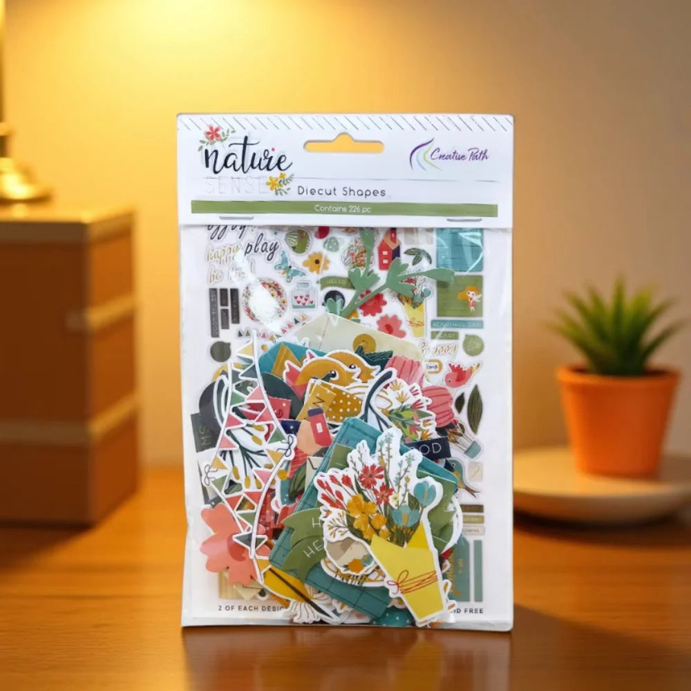 Creative Path 226pcs Nature Sense Scrapbooking Die Cuts Ephemera Green Blue Leaves Paper Diecuts For Journaling DIY Card Maki