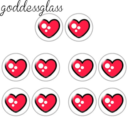 Glass Cartoon Doll Round Eyes Heart Pupil Lovely 10pcs 12mm/18mm/20mm/25mm Round Cabochon Flat Back Making Findings Jewelry -