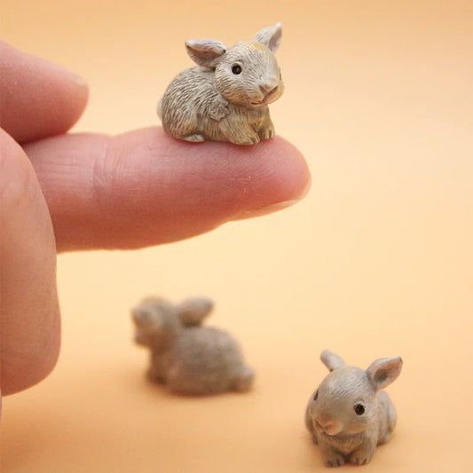 5/10pcs Mini Resin Bunny Miniatures, Cute Rabbits Figurines, Potted Plant Micro Landscaping DIY Craft Decoration Accessories