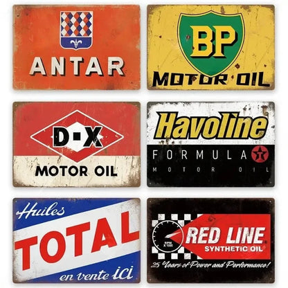 Engine Oil Vintage Signs Poster Metal Sign Decorative Plaque for Garage Gas Station Man Cave Club Bar Home Room Wall Decor