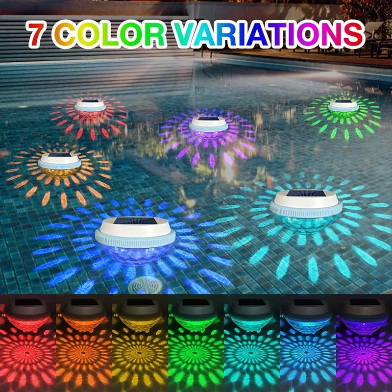 1-2Pack Solar Floating Pool Lighting, RGB Colour Changing Waterproof Pond Lights for Decoration of Swimming Pools, Yard Roads