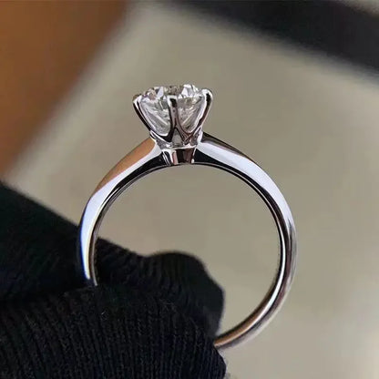 Solitaire ring Real 925 Sterling silver 1ct Moissanite cz Engagement Wedding Band Rings for women Bridal Statement Party Jewe