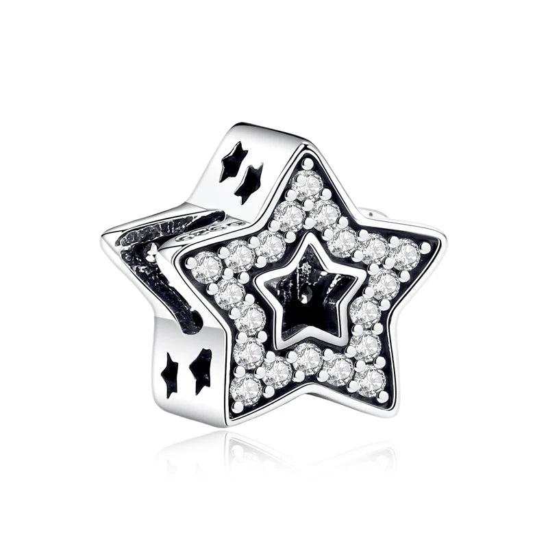 925 Sterling Silver Charms Fit Original Bracelets Star Moon Sun Spaceman Pendant Beads DIY Women Necklaces Jewelry