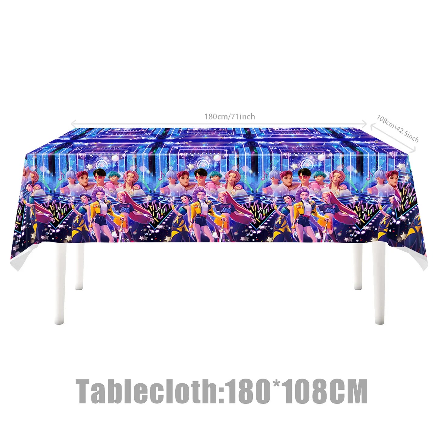 K Pop Birthday Party Decoration Tableware Set - Napkin Tablecloth Banner Paper Plates Slap Bracelets Stamps Baby Shower Suppl