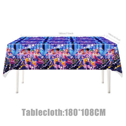 K Pop Birthday Party Decoration Tableware Set - Napkin Tablecloth Banner Paper Plates Slap Bracelets Stamps Baby Shower Suppl