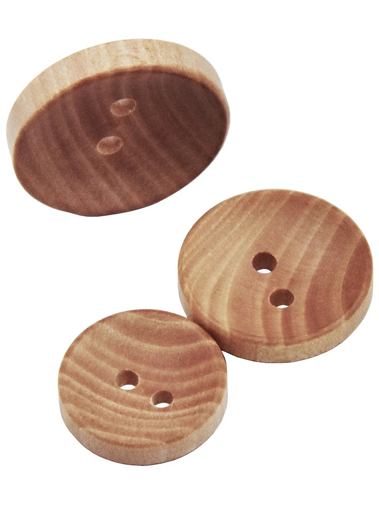 Natural Color Camellia Wood Grain Wooden Buttons Sewing Accesories For Clothes Decorative 2 Holes Button 10mm-30mm 10PCs 30PC