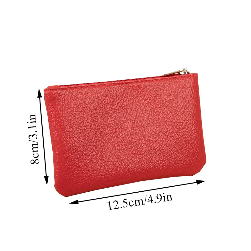 Women PU Leather Coin Purse Retro Litchi Pattern Zipper Pouch Mini Change Purses Unisex Solid Wallets Card Holder Storage Bag