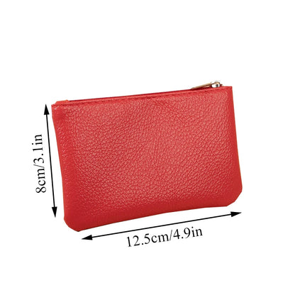 Women PU Leather Coin Purse Retro Litchi Pattern Zipper Pouch Mini Change Purses Unisex Solid Wallets Card Holder Storage Bag