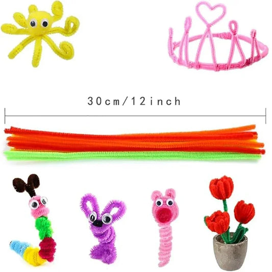100/50Pcs Chenille Stems Bulk 22 Colors Chenille Pipe Cleaner Stems Kids Art and Crafts Projects and Decorations(6 MM x 12 in