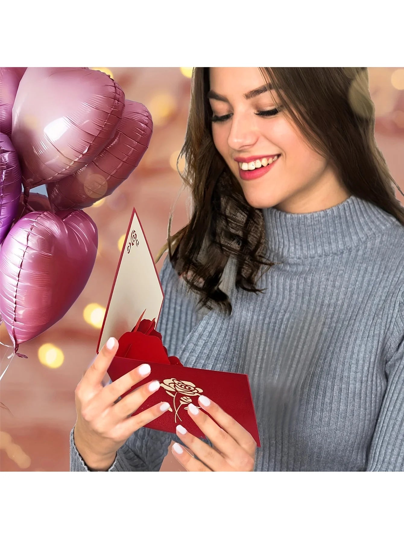 3D Pop-Up Happy Birthday Rose Card - Perfect for Anniversaries, Mother's Day, Weddings - Greeting Women,Youngsters with Envel