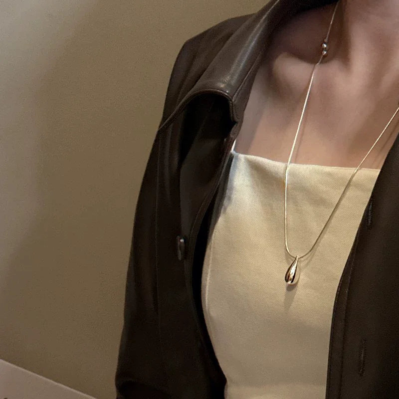925 Sterling Silver Luxury Fashion Drop Necklace for Fall/Winter Sweater Chains Simple Versatile Pendant for Women Fine Jewel