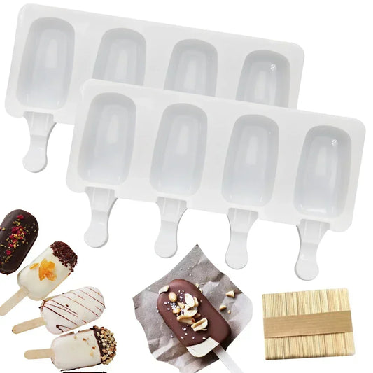 Silicone Ice Cream Popsicle Mold Combination With Ice Cream Stick DIY Chocolate Dessert Maker Ice Cube Tray Mold Homemade Too
