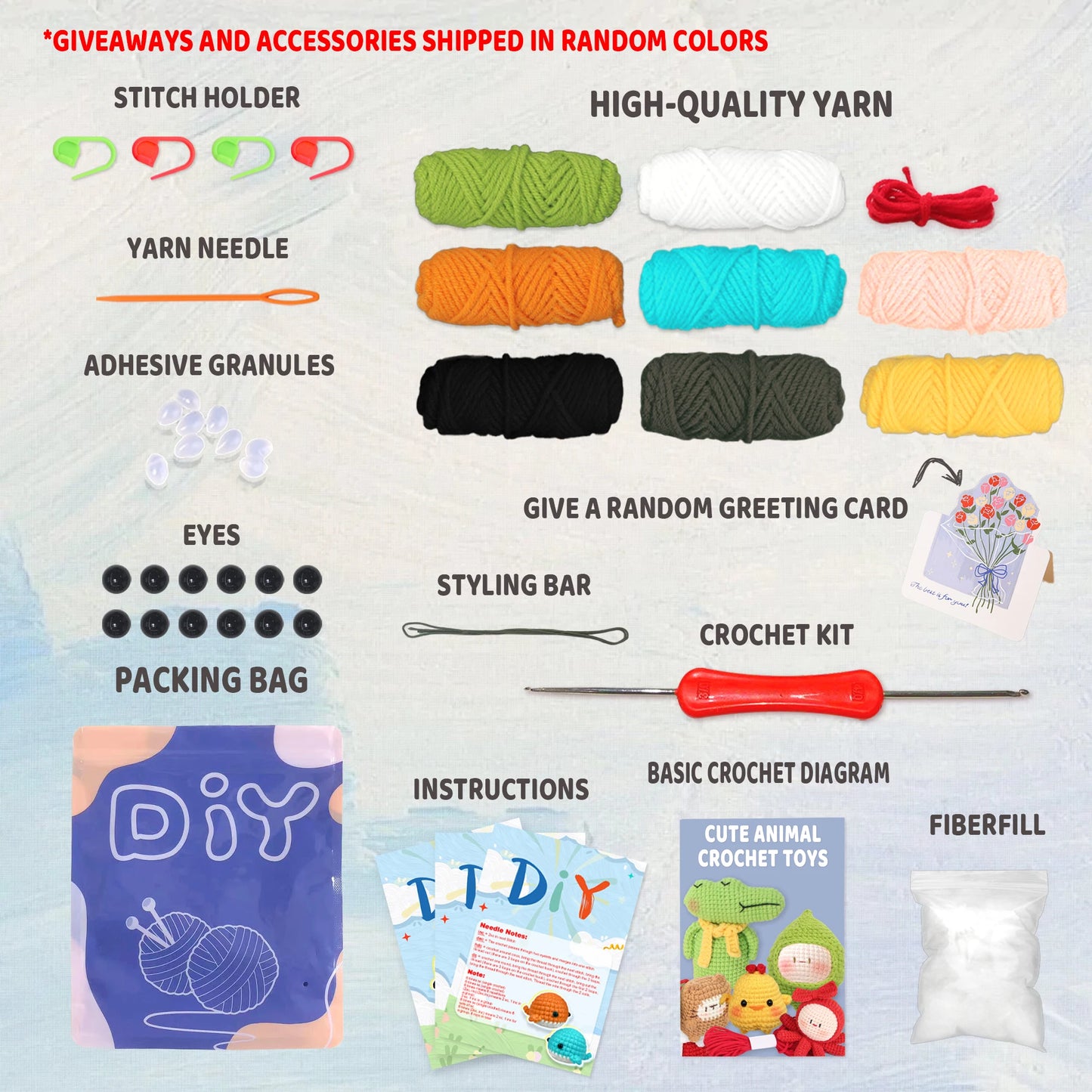 Crochet Kit for Beginners, DIY Animal Crochet Set, Easy Crochet Starter Kit, Step-by-Step Patterns, Fun Craft Project for Kid