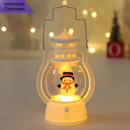 Portable LED Christmas Santa Claus Snowman Lanterns Indoor Decor Lights Battery Powered for Home Xmas New Year Navidad Orname