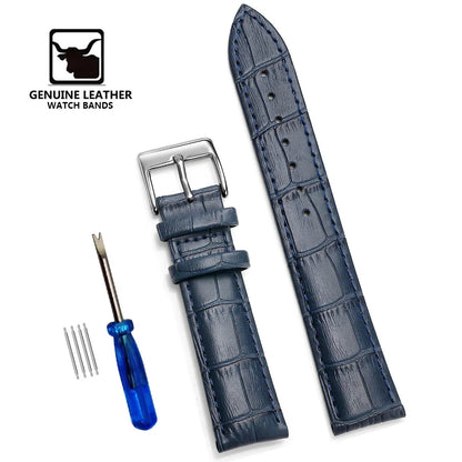 Premium Genuine Leather Watchbands 12/14/16/18/19/20/21/22/24 mm Watch Band Strap Wrist Belt Bracelet + Tool