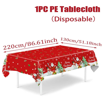 Disposable Christmas Tablecloth Merry Christmas Decors for Home 2024 Table Cover Xmas Ornament Navidad Natal New Year Gift 20