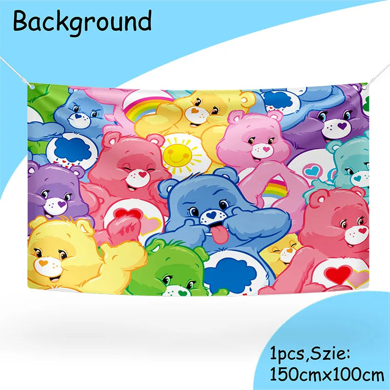 Care Bear Party Supplies Disposable Plate Napkin Tablecloth Cake Topper Gifts Bag Kids for Birthday Party Decorations Set Gif