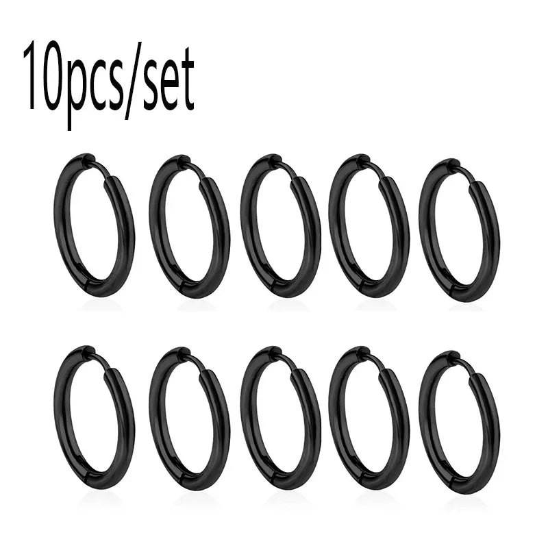 10/20Pcs Minimalist 316L Stainless Steel Small Hoop Earrings For Women Man Classic Round Earrings Fashion Ear Piercing Jewelr