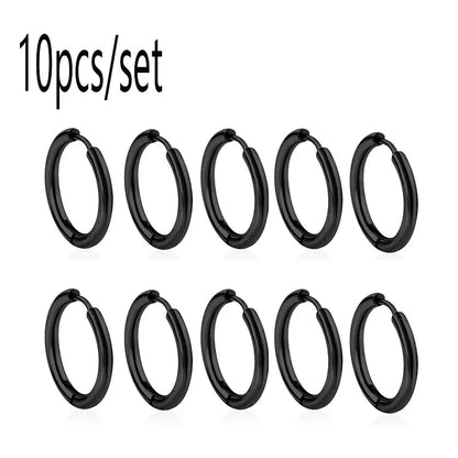 10/20Pcs Minimalist 316L Stainless Steel Small Hoop Earrings For Women Man Classic Round Earrings Fashion Ear Piercing Jewelr