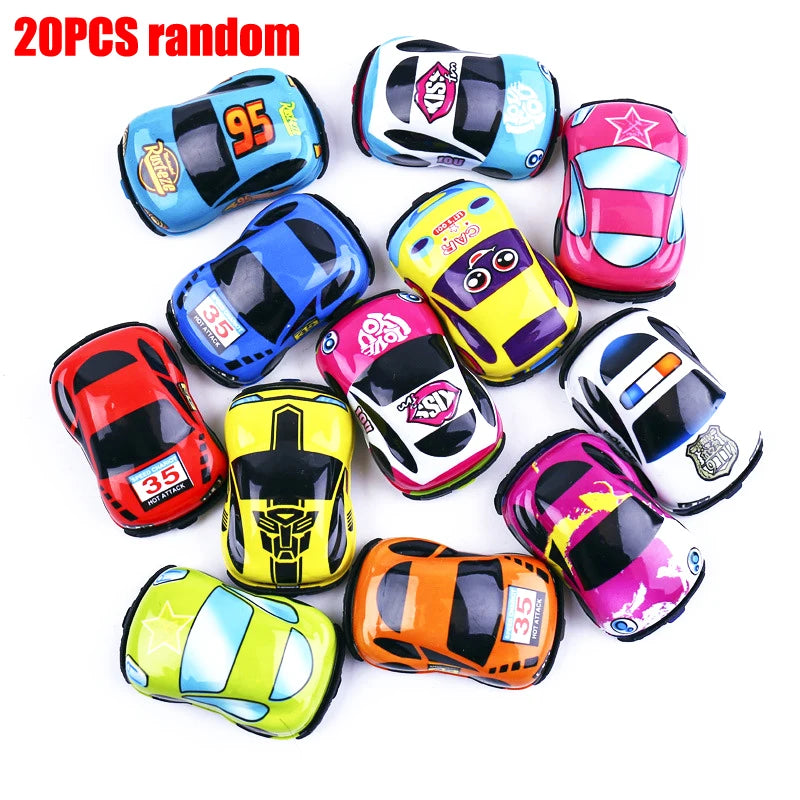 20pcs/lot Cartoon Toys Cute Plastic Pull Back Cars Plane Toy Cars for Child Mini Car Model Funny Kids Toys Kindergarten Toys 