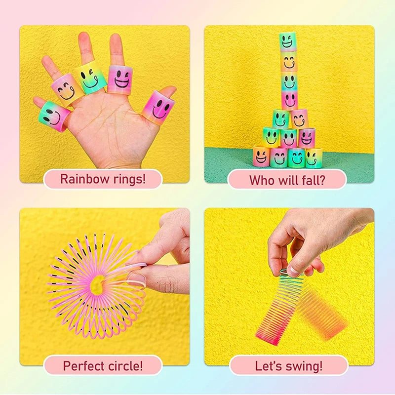 Rainbow Magic Springs - 12/24 Flexible Circle Toys for Crafts Party Favors