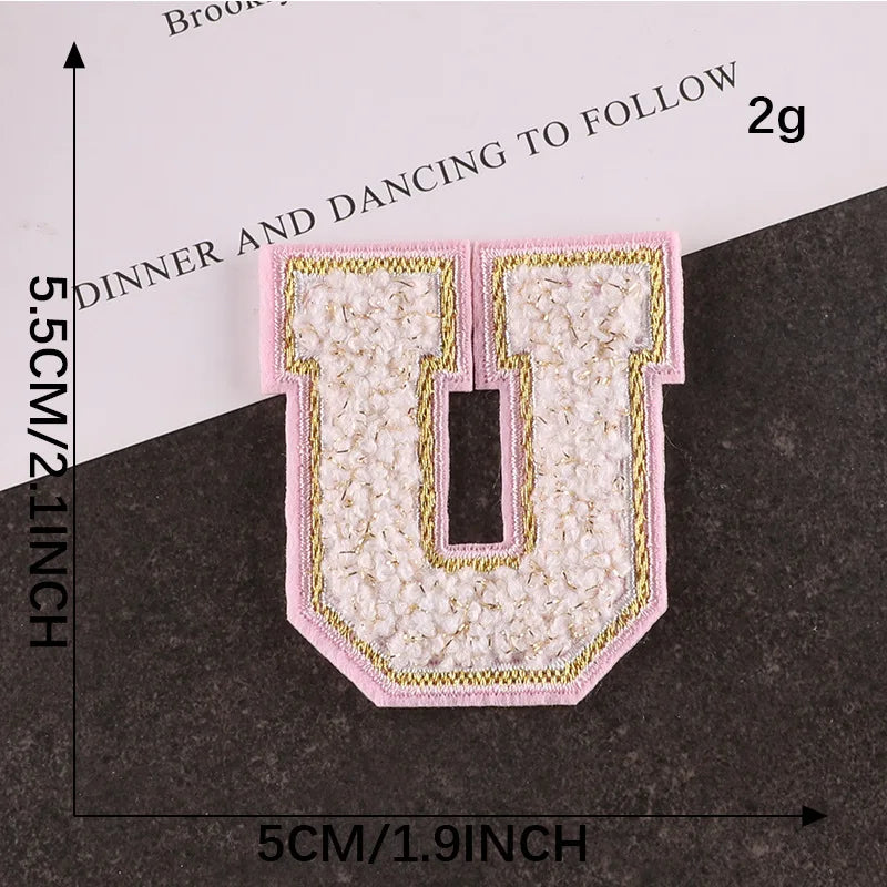 Pink Letters Towel Embroidered Iron On Sew On Patch Applique Diy Name Badges Alphabet Patches For Clothing Bag Accessories