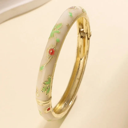 Traditional Vintage Cloisonne Bangle Chinese Classic Hollow Out Flower Bangle Vintage Ethnic Women's Hand Bracelet Jewelry Gi